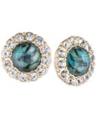 Lonna & Lilly Gold-tone Blue Stone Pave Framed Stud Earrings