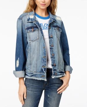 Sts Blue Cotton Ripped Denim Boyfriend Jacket