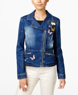 Inc International Concepts Patch Denim Moto Jacket, Only At Macy's