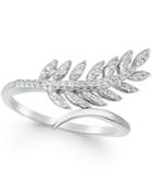 Wrapped Diamond Leaf Ring In 10k White Gold (1/6 Ct. T.w.)
