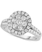 Diamond Halo Cluster Engagement Ring (1-1/4 Ct. T.w.) In 14k White Gold