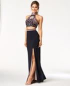 Blondie Nites Juniors' 2-pc. Embroidered Halter Gown