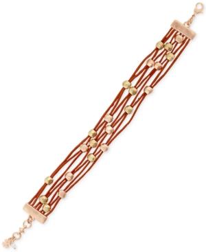 Lucky Brand Gold-tone Beaded Leather Bracelet