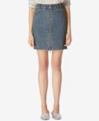 Avec Les Filles Denim Zip-front Cotton Mini Skirt