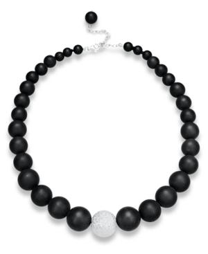 Sterling Silver Necklace, Round Matte Black Agate Necklace (520 Ct. T.w.)