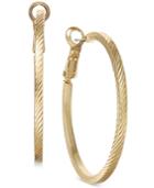 Charter Club Gold-tone Wide Textured Hoop Earrings, Created For Macy's