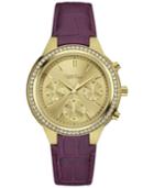 Caravelle New York By Bulova Women's Chronograph Purple Leather Strap Watch 36mm 44l182