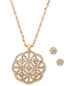 Charter Club Gold-tone Pave Necklace & Stud Earrings