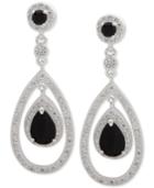 Anne Klein Silver-tone Crystal & Stone Orbital Drop Earrings