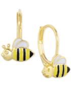 Lily Nily Enamel Bee Hoop Earrings In 18k Gold Over Sterling Silver