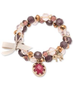 Lonna & Lilly Gold-tone Stone & Ribbon Beaded Stretch Bracelet