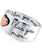 Unwritten Engraved Love You Ring In Sterling Silver And Rose Gold-flashed Sterling Silver