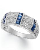 Sapphire (3/4 Ct. T.w.) And Diamond Accent Band In Sterling Silver