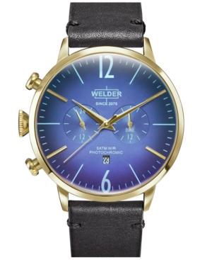 Welder Moody Men's Black Leather Strap Watch 45mm
