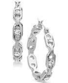 Anne Klein Gold-tone Crystal Link Hoop Earrings