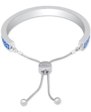 Guess Silver-tone & Blue Imitation Suede Slider Bracelet