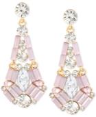 M. Haskell Gold-tone Pink Faceted Stone And Crystal Drop Earrings