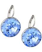 Swarovski Silver-tone Blue Crystal Drop Earrings
