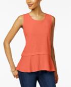 Style & Co Petite Cotton Peplum Top, Created For Macy's