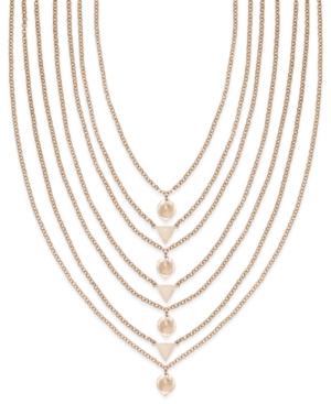 Inc International Concepts Rose Gold-tone Pink Stone Multi-row Necklace, Only At Macy's