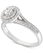 X3 Certified Diamond Halo Engagement Ring (3/4 Ct. T.w.) In 14k White Gold, Created For Macy's