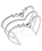 I.n.c. Silver-tone Crystal Triple-row Cuff Bracelet, Created For Macy's