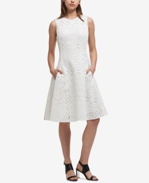 Dkny Laser Cut Fit & Flare Dress, Created For Macy's
