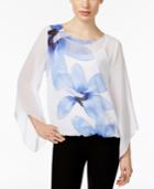 Alfani Petite Printed Angel-sleeve Bubble Top, Only At Macy's