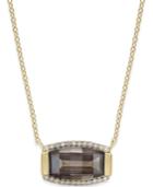 Quartz (3 Ct. T.w.) And Diamond (1/8 Ct. T.w.) Pendant Necklace In 14k Gold Vermeil Over Sterling Silver