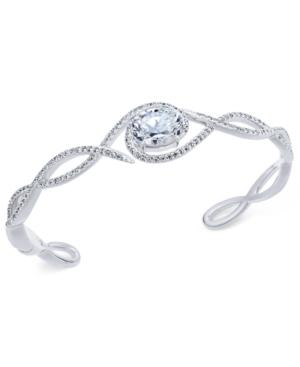 Danori Silver-tone Braided Crystal Cuff Bracelet