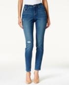 Style & Co. Petite Ripped Bijou Wash Skinny Jeans, Only At Macy's