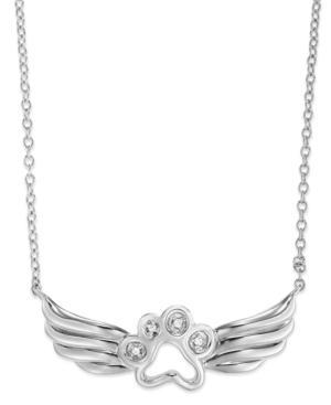 Aspca Tender Voices Sterling Silver Necklace, Diamond Accent Paw And Wing Pendant
