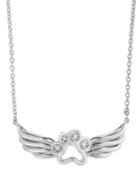 Aspca Tender Voices Sterling Silver Necklace, Diamond Accent Paw And Wing Pendant