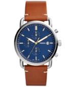 Fossil Men's Chronograph Commuter Light Brown Leather Strap Watch 42mm