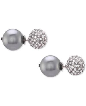 Nina Swarovski Pearl Pave & Polished Ball Stud Front & Back Earrings