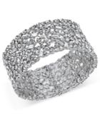 Inc International Concepts Silver-tone Wide Crystal Cluster Stretch Bracelet, Created For Macy's