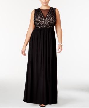 Nightway Plus Size Lace Illusion Dress