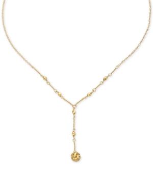 Bead And Twist Lariat Necklace In 10k Gold