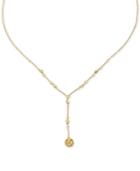 Bead And Twist Lariat Necklace In 10k Gold