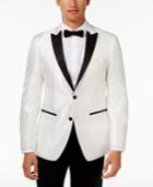 Tallia Men's Slim-fit White Mini-diamond Grid Dinner Jacket