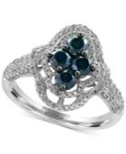 Effy Final Call Blue Diamond Ring (1-3/8 Ct. T.w.) In And 14k White Gold