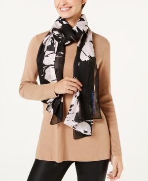 Calvin Klein Satin Stripe Chiffon Scarf