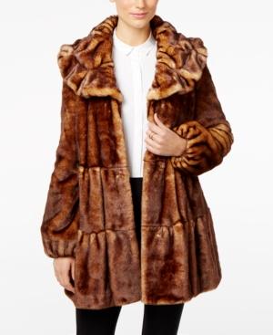 Jones New York Tiered Faux-fur Walker Coat