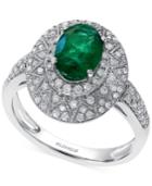 Effy Emerald (1-1/8 Ct. T.w.) And Diamond (1/2 Ct. T.w.) Ring In 14k White Gold