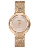 Citizen Eco-drive Women's L Ambiluna Diamond-accent Rose Gold-tone Stainless Steel Mesh Bracelet Watch 32mm