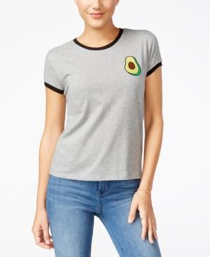 Mighty Fine Juniors' Guac Patch Graphic Ringer Tee