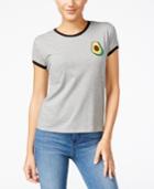 Mighty Fine Juniors' Guac Patch Graphic Ringer Tee