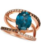 Le Vian London Blue Topaz (3-3/4 Ct. T.w.) & Nude & Chocolate Diamond (3/8 Ct. T.w.) Swirl Ring In 14k Rose Gold