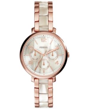 Fossil Women's Jacqueline Rose Gold-tone Stainless Steel & Shimmer Horn Acetate Bracelet Watch 36mm Es3921
