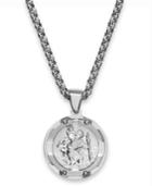 Men's St. Christopher Diamond Pendant Necklace In Stainless Steel